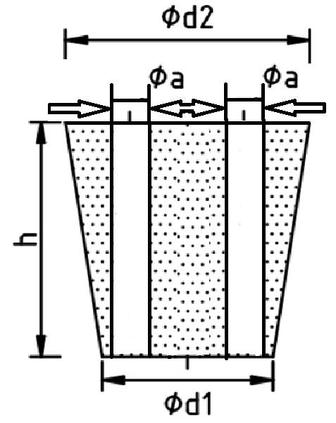 Gummistopfen mit 2 Bohrung, 31 x 38 mm, konisch